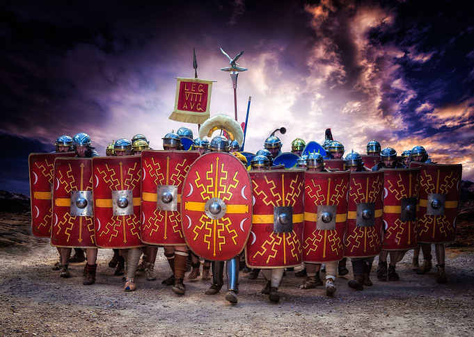 In front of the roman legion