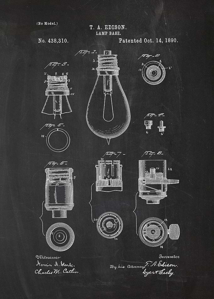 1890 Lamp Base - Patent Drawing