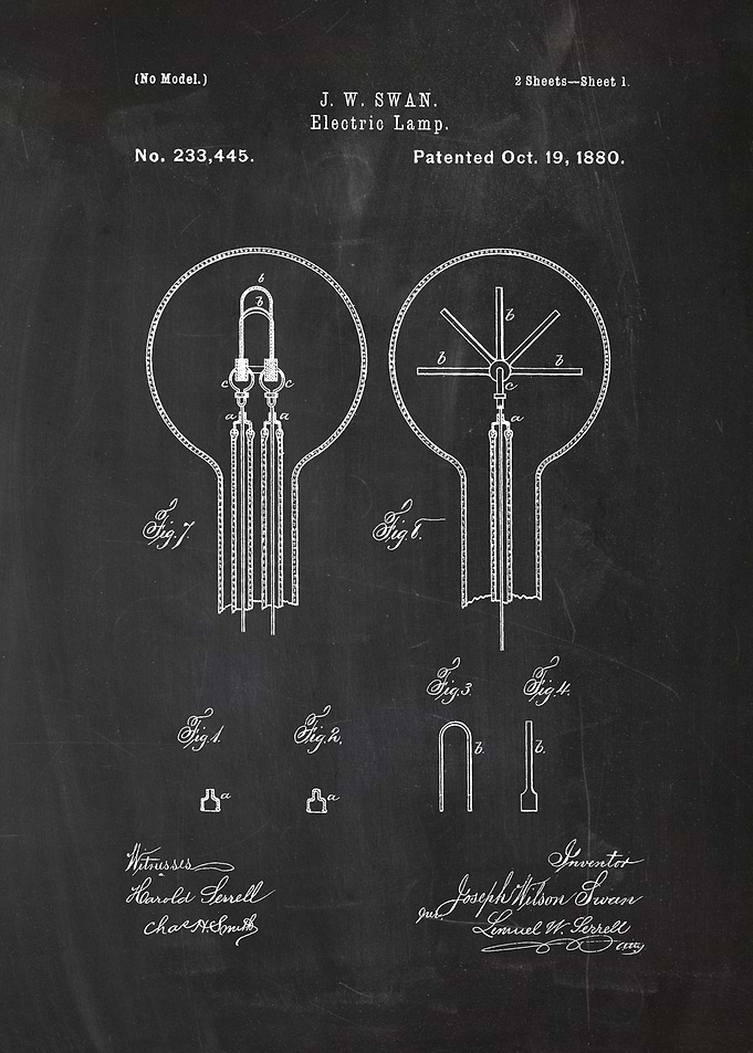 1880 Electric Lamp - Patent Drawing
