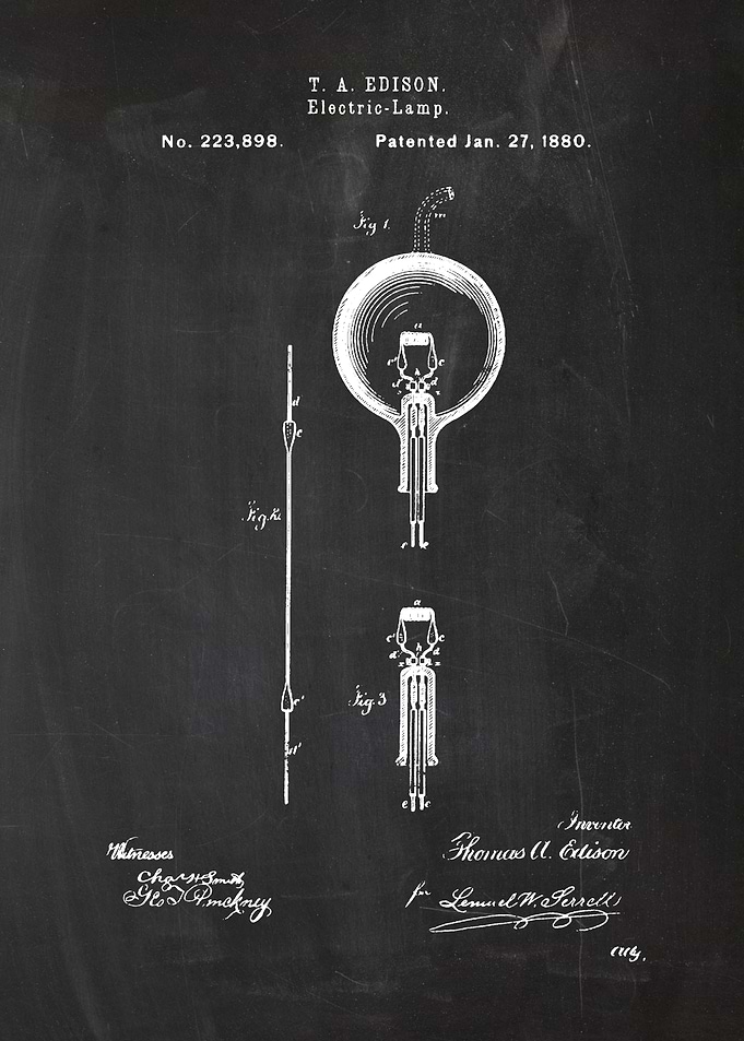 1880 Electric Lamp - Patent Drawing