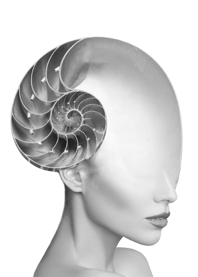 Shell lady. Double exposure portrait