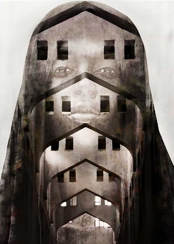 Never. Double exposure portrait