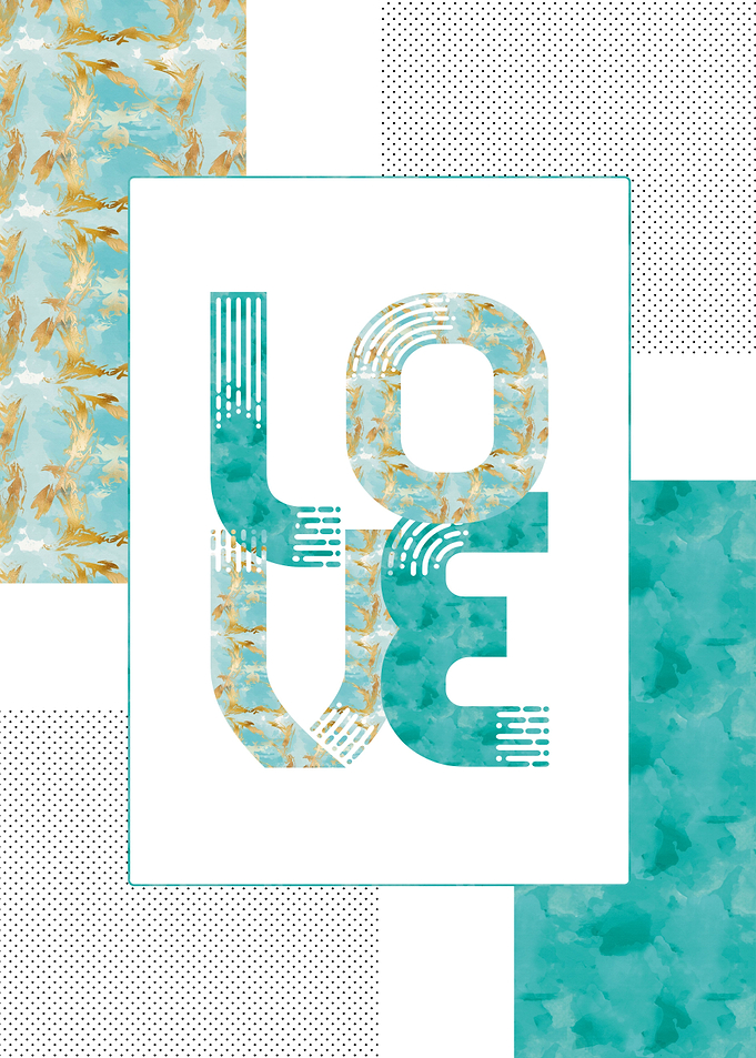 Graphic Art Gold LOVE