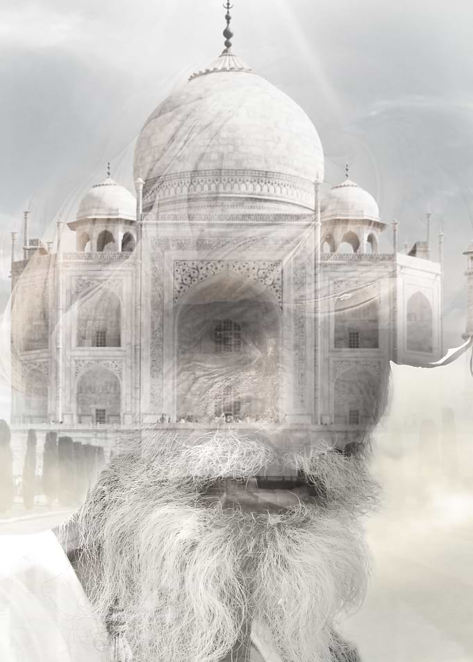 Wisdom. Double exposure portrait
