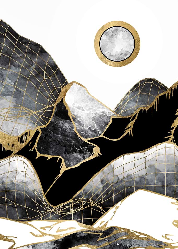 Minimal Black and Gold Mountains