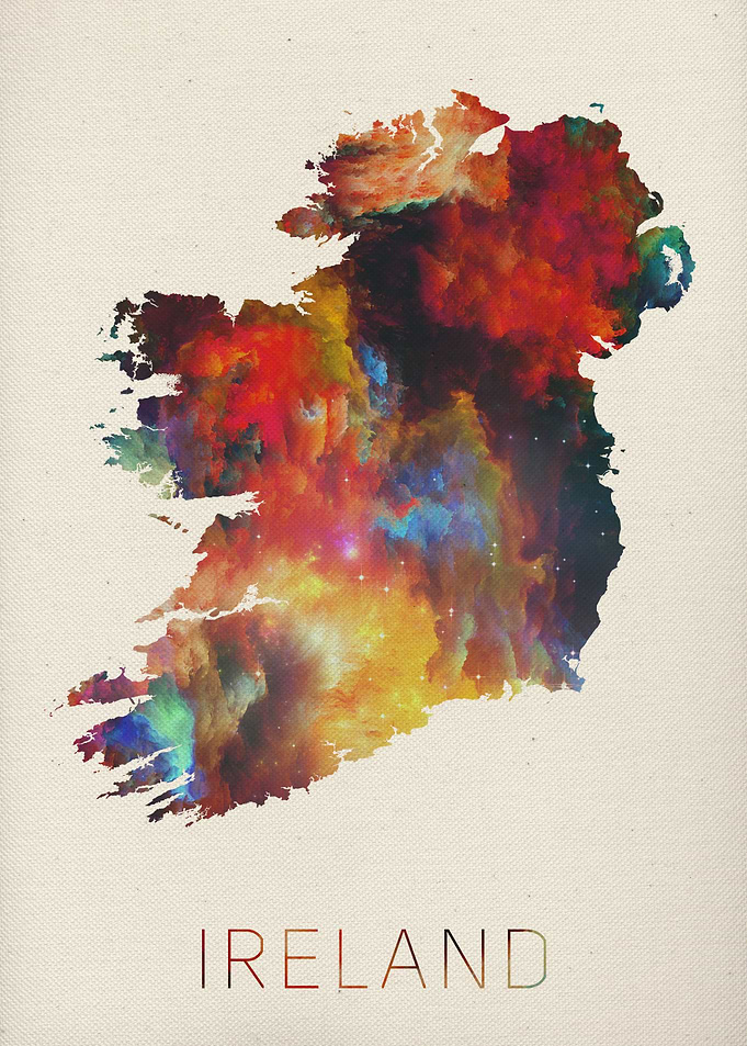 Ireland Watercolor Map