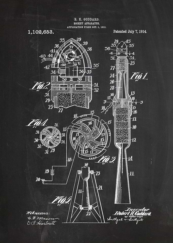1913 Rocket Apparatus - Patent Drawing