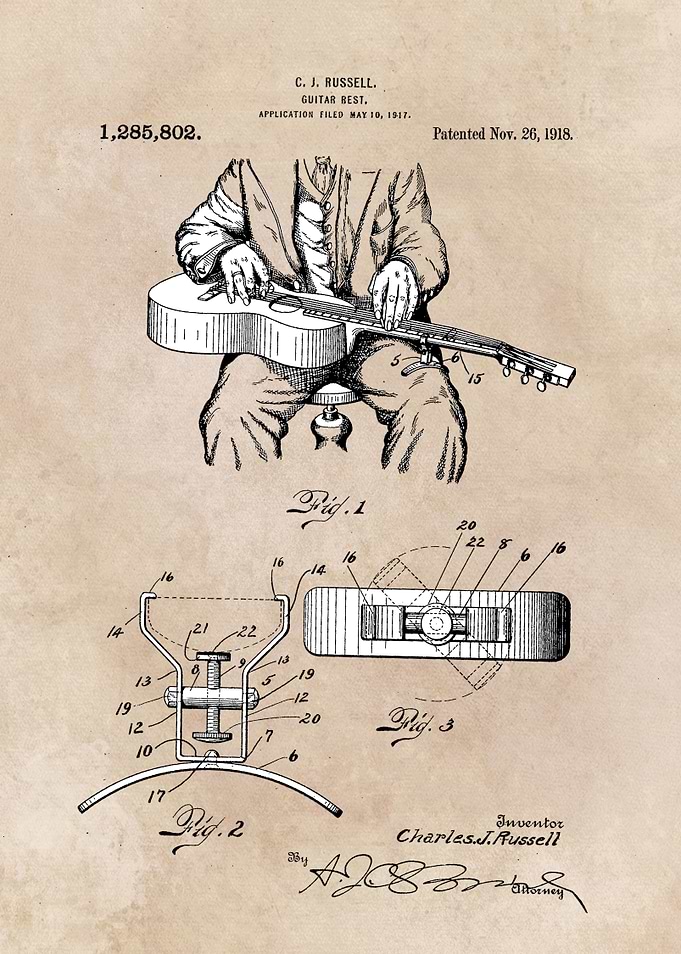 patent art Russell Guitar best 1918