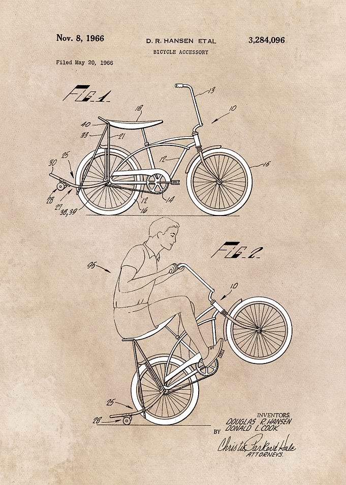 patent art Hansen Bicycle accessory 1966