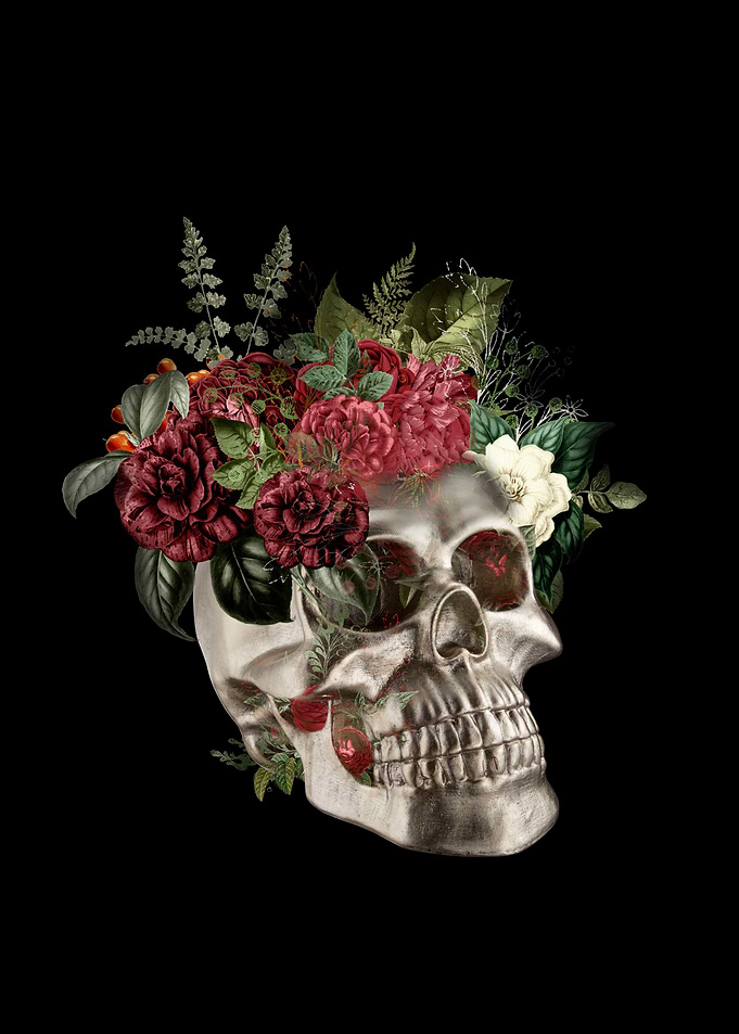 Skull flowers. Digital collage