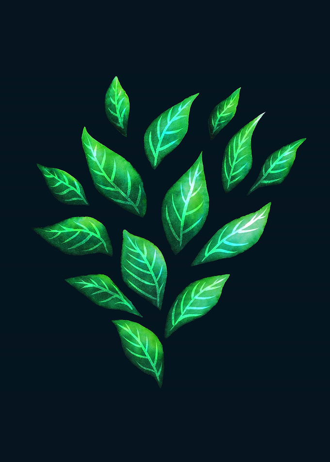Dark Abstract Green Leaves