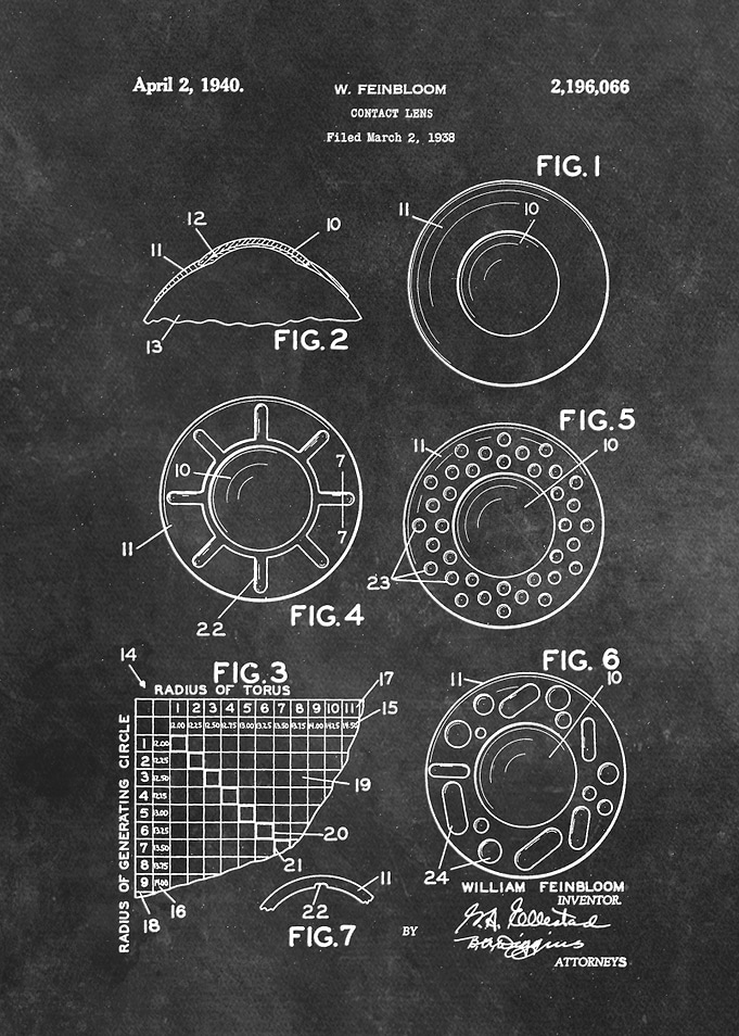 1938 Feinbloom Contact Lens patent