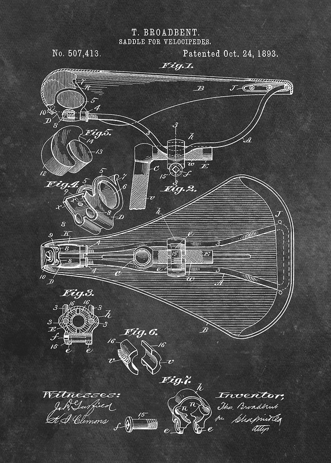 1893 Broadbent Saddle for Velocipedes patent