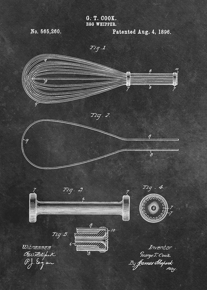1896 Cook Egg Whipper patent