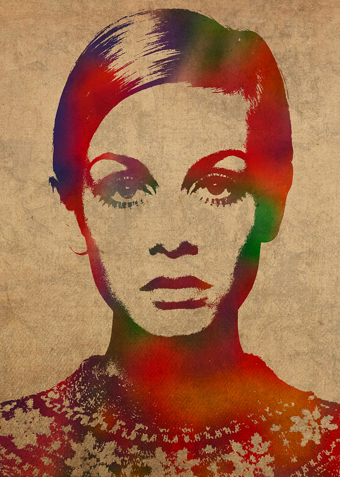 Twiggy Watercolor Portrait