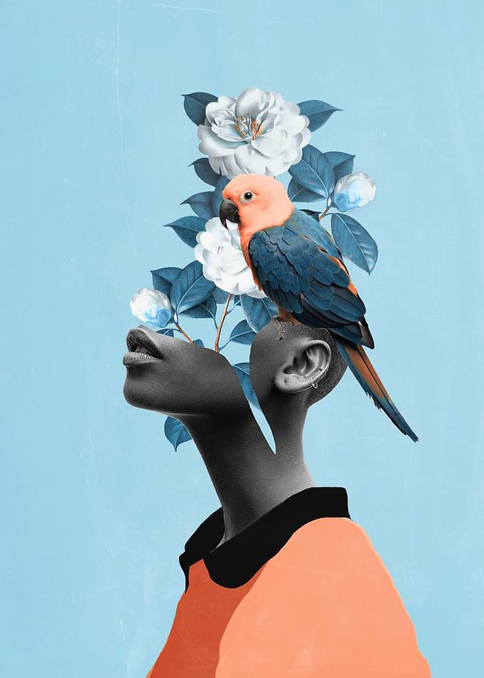 Girl with parrot