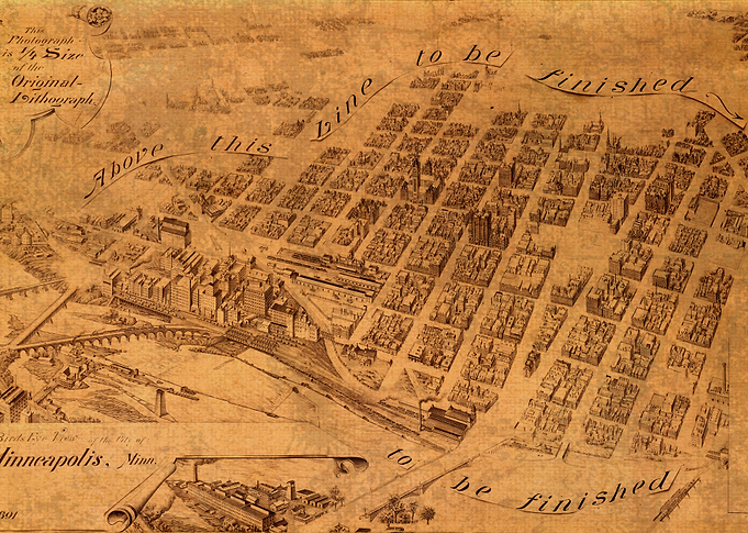 Map of Minneapolis Minnesota USA 1891 Vintage