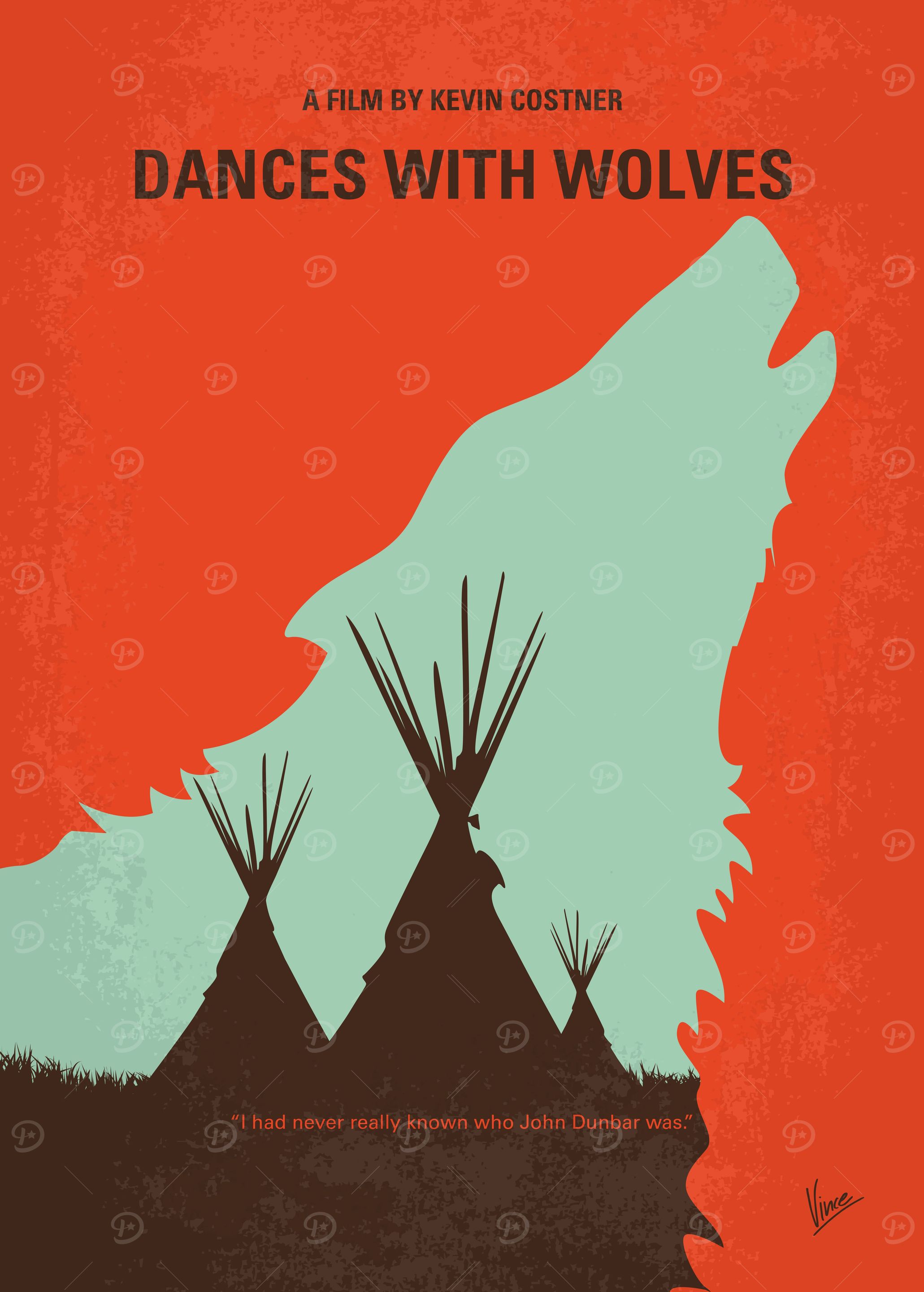 No949 My Dances with Wolves minimal movie poster