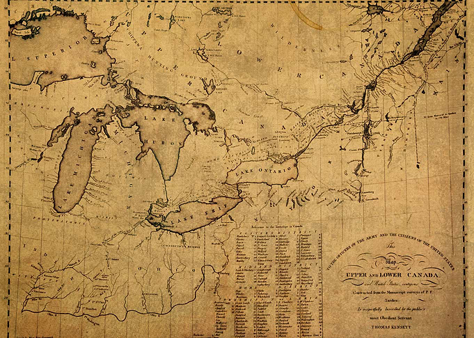 Map of The Great Lakes 1812