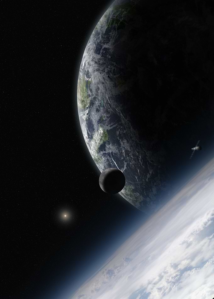 Space from the high atmosphere of an alien planet