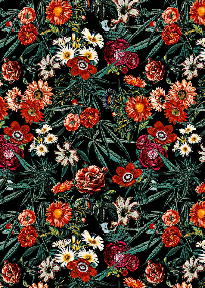 Marijuana and Floral Pattern