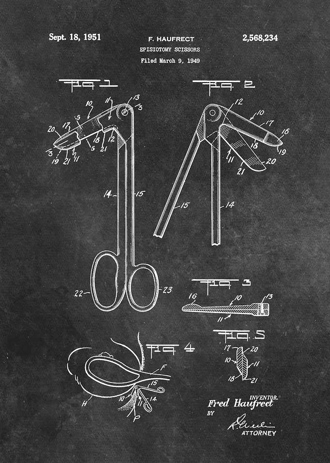 1949 Haufrect Episiotomy scissors