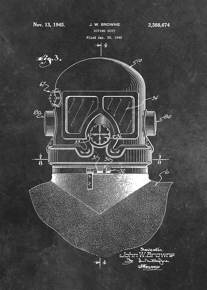 1945 patent art Browne Diving suit