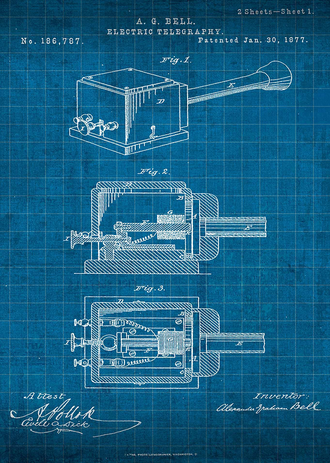 Alexander Graham Bell Phone Patent Blueprint