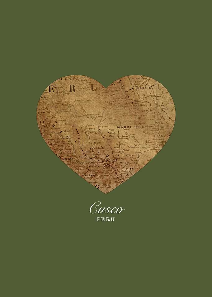 I Heart Cusco Peru Street Map Love Series