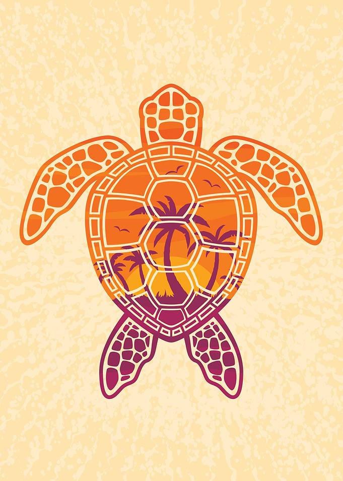 Tropical Sunset Sea Turtle Design