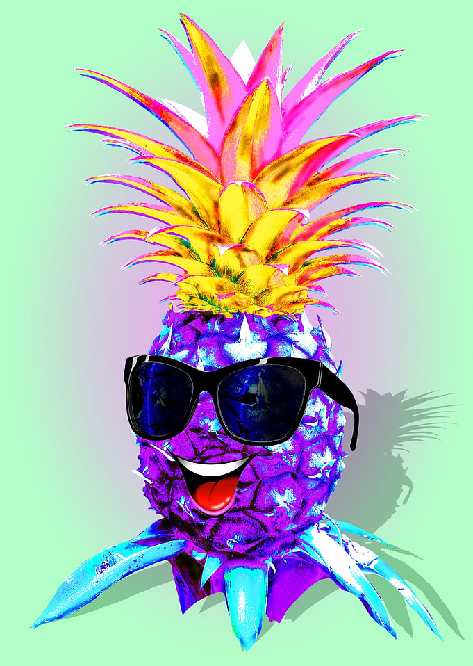 Pineapple Ultraviolet Happy Dude with Sunglasses