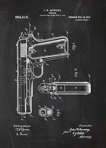 1910 Firearm - Patent Drawing