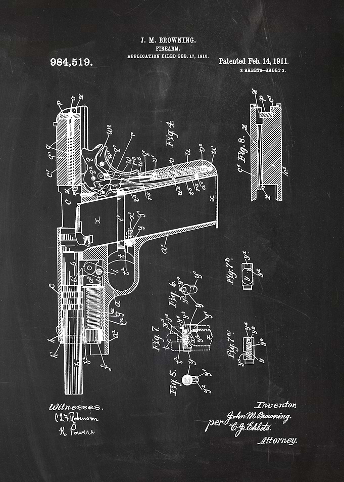 1910 Firearm - Patent Drawing