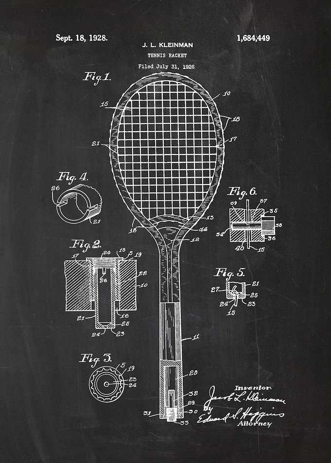 1928 Tennis Racket -Patent Drawing