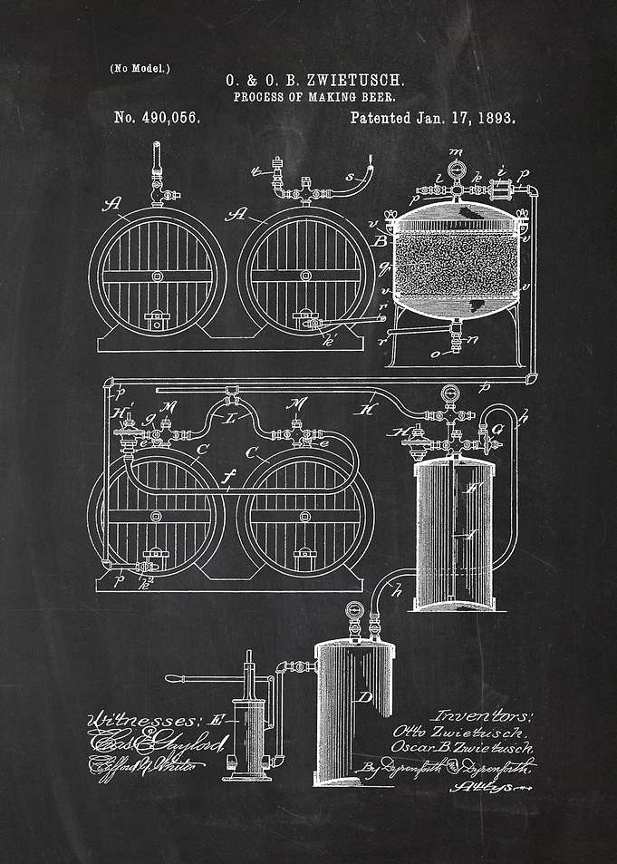 1893 Process of Making Beer - Patent Drawing