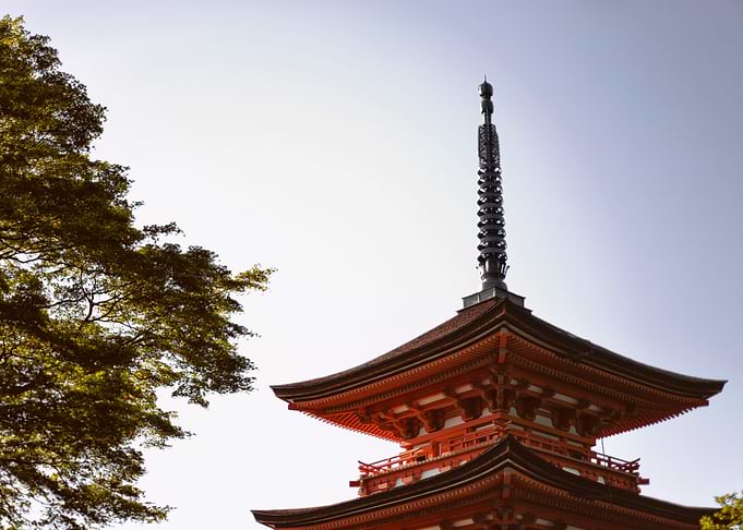 Kiomuzu Dera stupa in Kyoto Japan