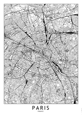 Paris White Map