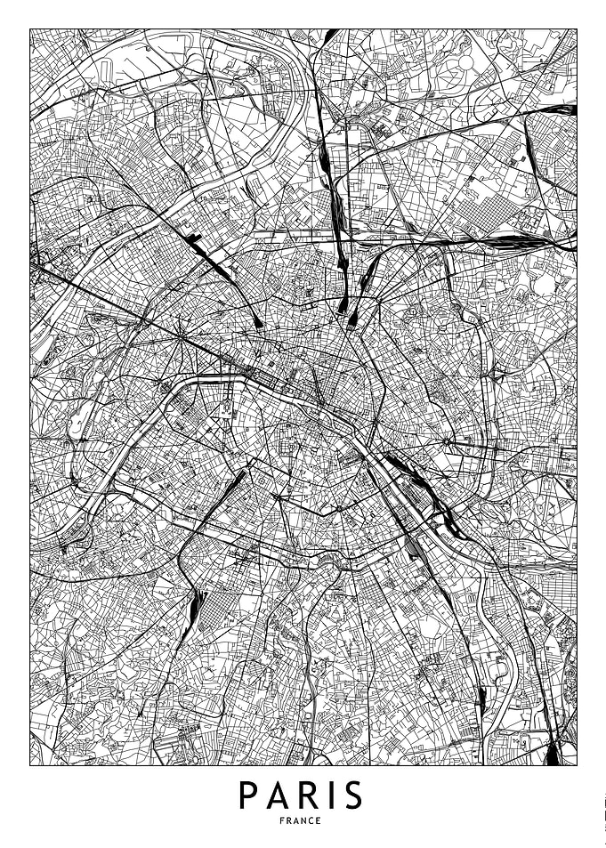 Paris White Map