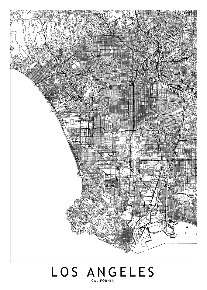 Los Angeles White Map