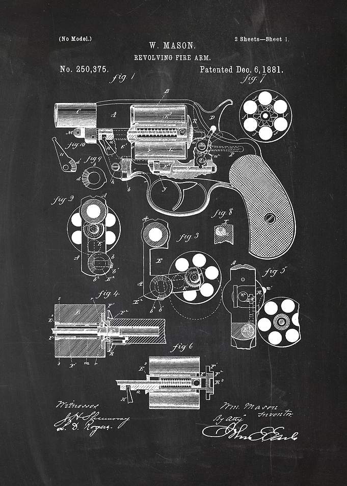 1881 Revolving Fire Arm - Patent Drawing