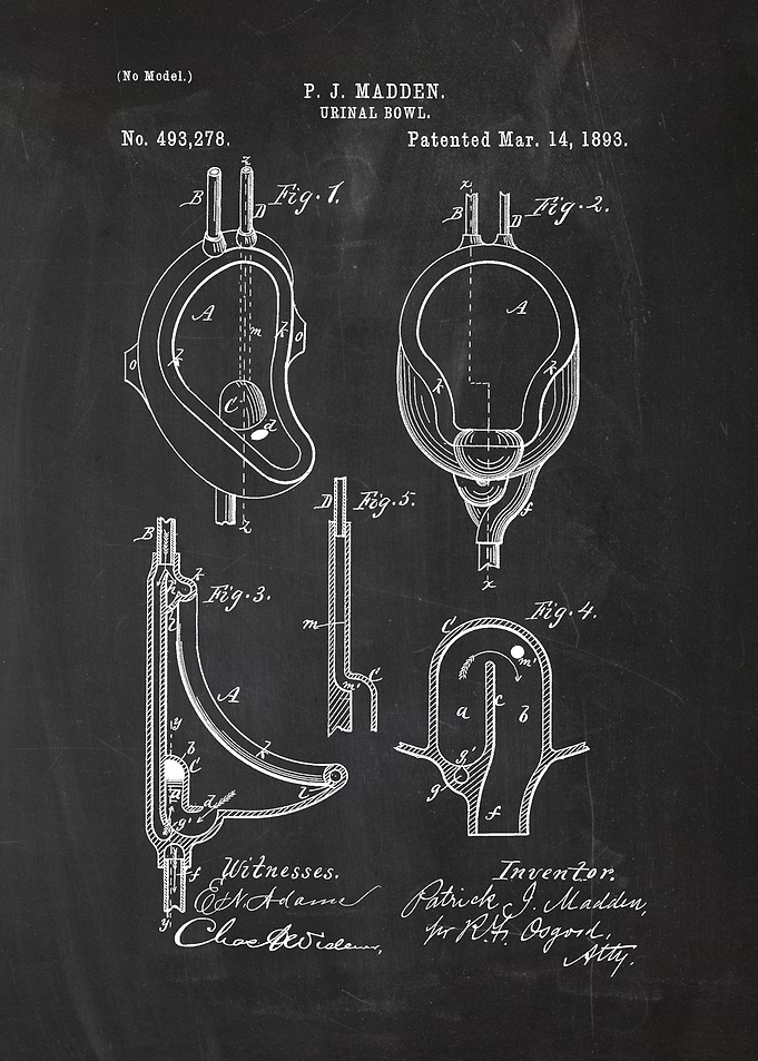 1893 Urinal Bowl - Patent Drawing