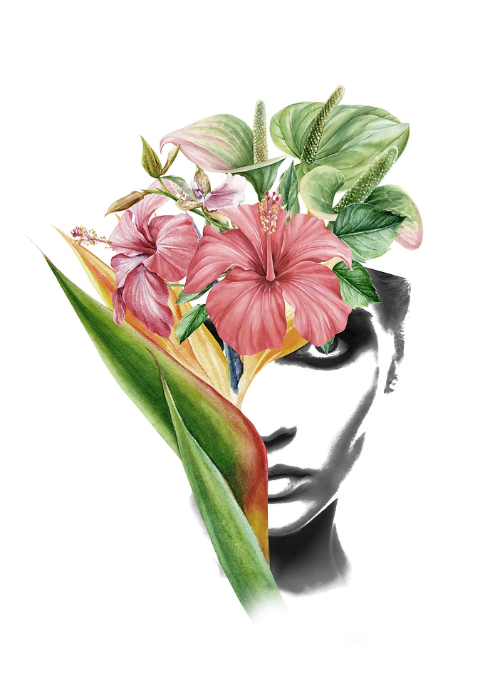 Hibiscus lady portrait