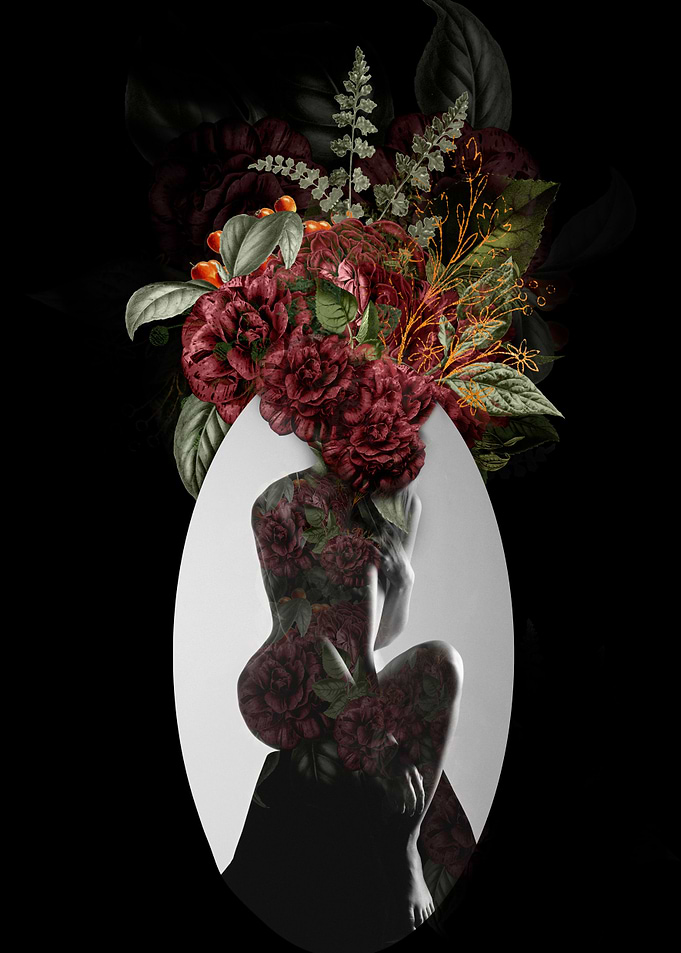 REd flowers collage