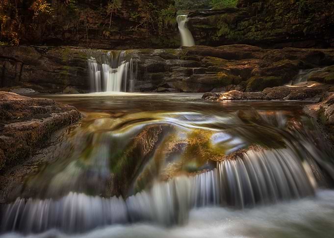 The Mellte river waterfalls in Pontneddfechan