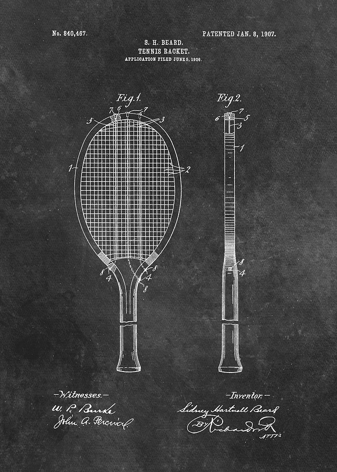 1907 patent art Beard Tennis racket