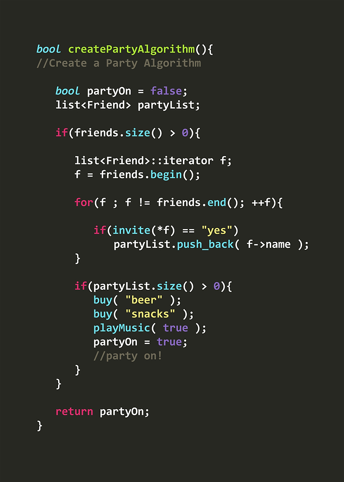 Create a Party Algorithm in C++