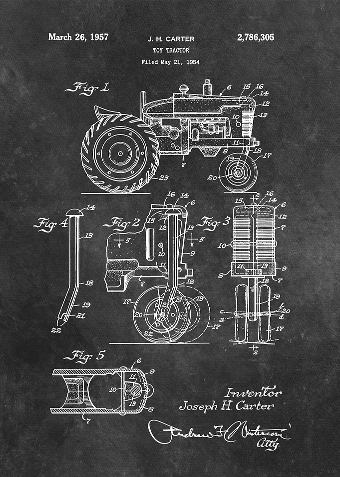 1957 patent art Carter Toy tractor