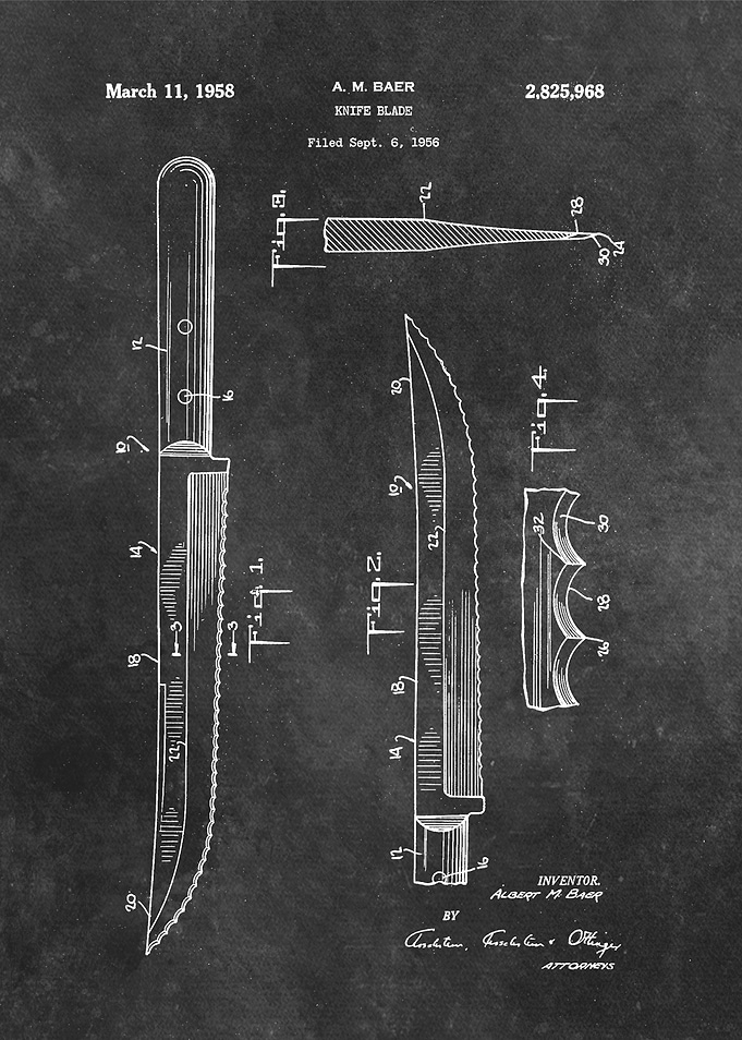 1956 patent art Baer Knife Blade