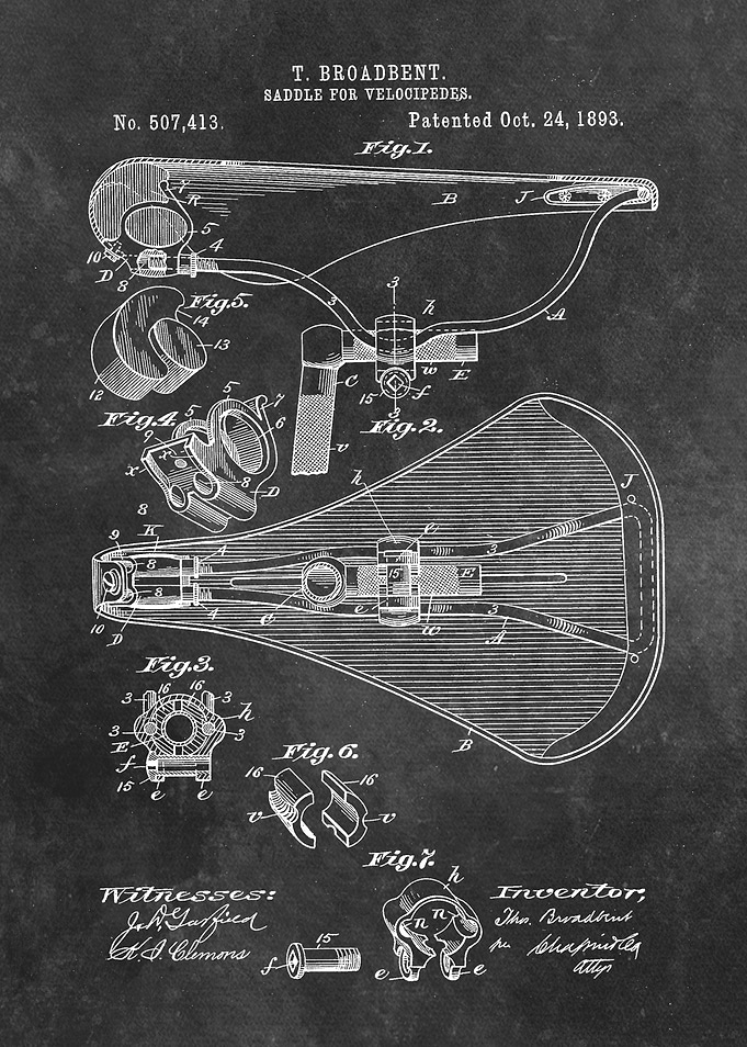 1893 patent art Broadbent Saddle for Velocipedes