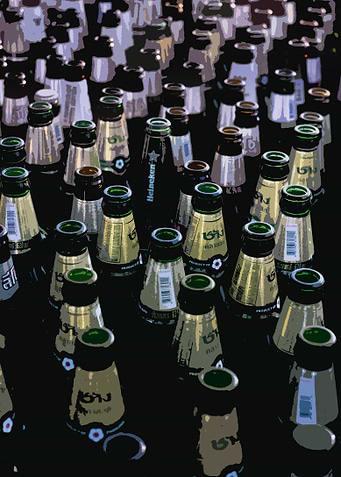 Beer bottles pop art